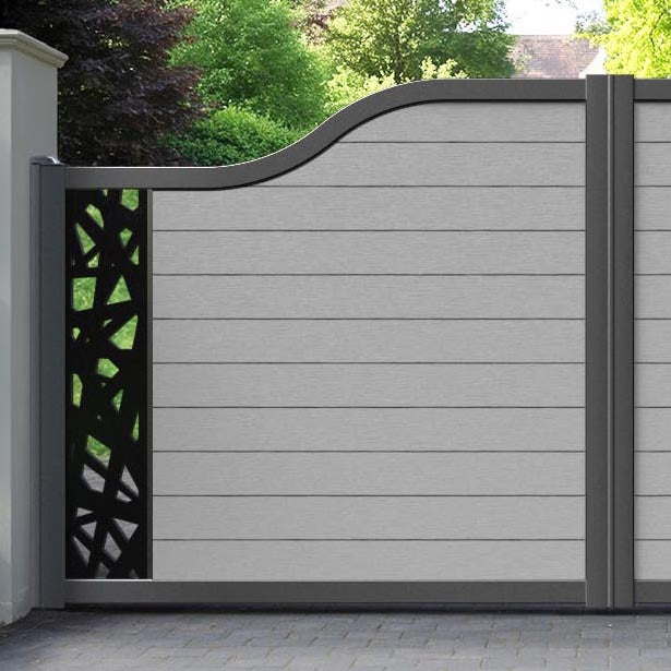 Fusion Prism Curved Top Driveway Gate - Light Grey - End Screen