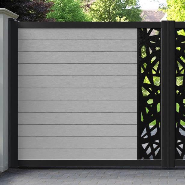 Fusion Prism Straight Top Driveway Gate - Light Grey - Middle Screen