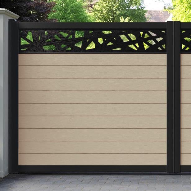 Fusion Prism Straight Top Driveway Gate - Light Oak - Top Screen