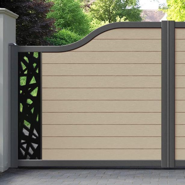 Fusion Prism Curved Top Driveway Gate - Light Oak - End Screen