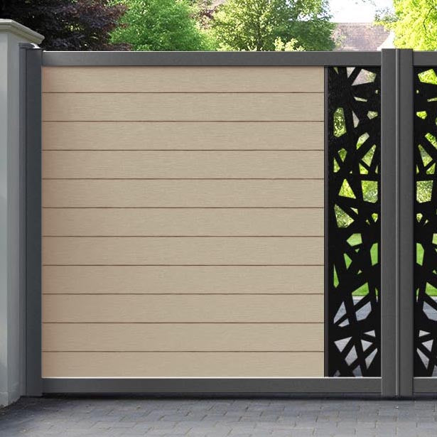 Fusion Prism Straight Top Driveway Gate - Light Oak - Middle Screen