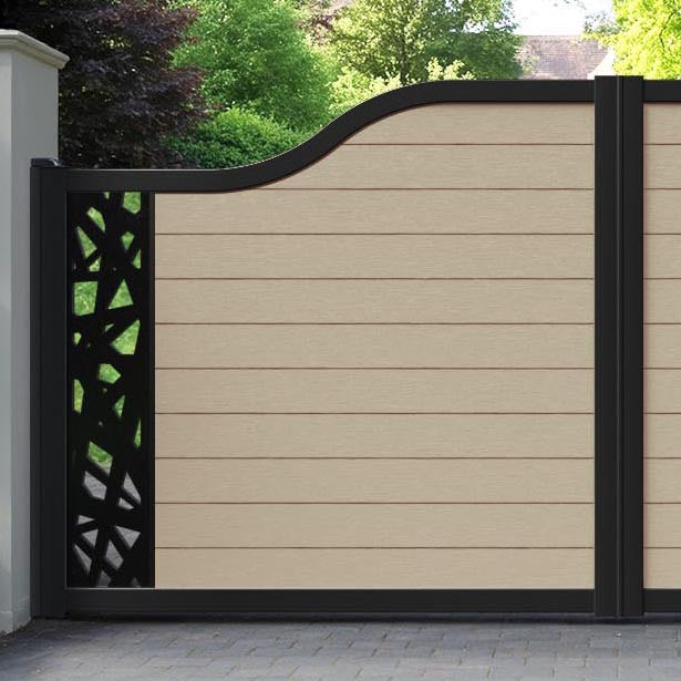 Fusion Prism Curved Top Driveway Gate - Light Oak - End Screen