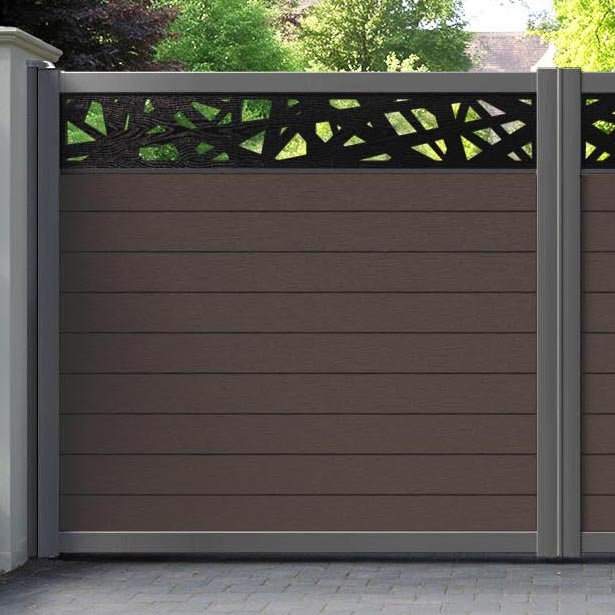 Fusion Prism Straight Top Driveway Gate - Mid Brown - Top Screen