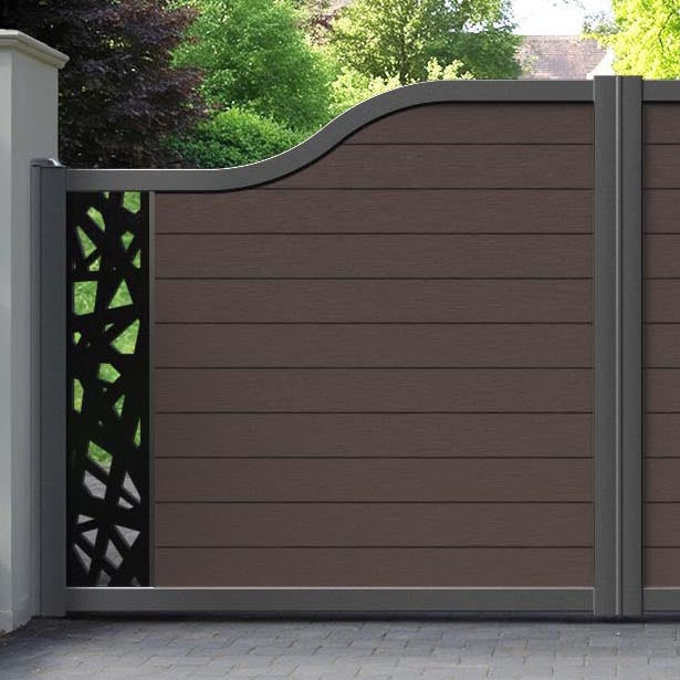 Fusion Prism Curved Top Driveway Gate - Mid Brown - End Screen