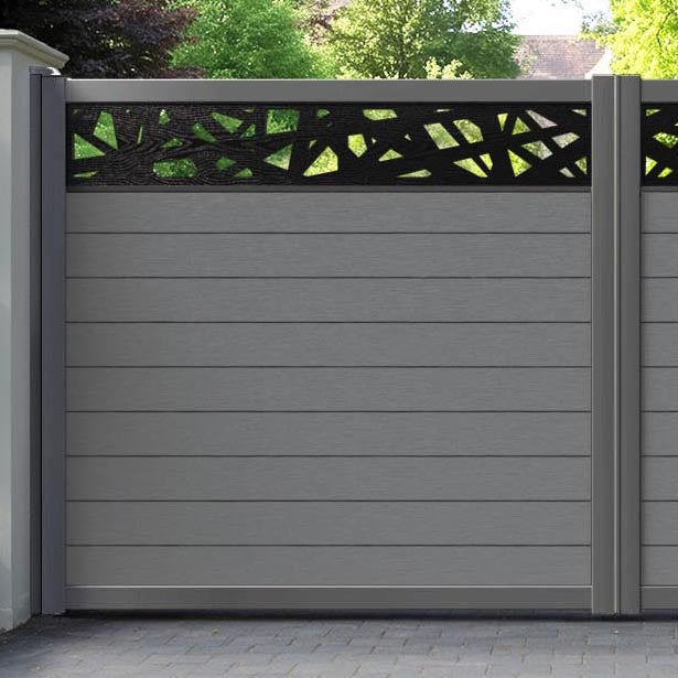 Fusion Prism Straight Top Driveway Gate - Mid Grey - Top Screen