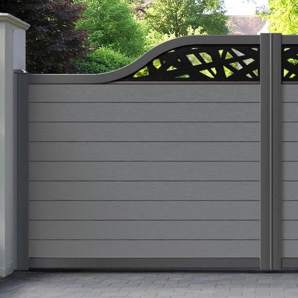 Fusion Prism Curved Top Driveway Gate - Mid Grey - Top Screen