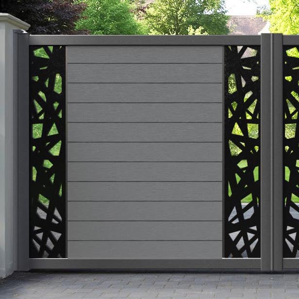 Fusion Prism Straight Top Driveway Gate - Mid Grey - Middle & End Screen