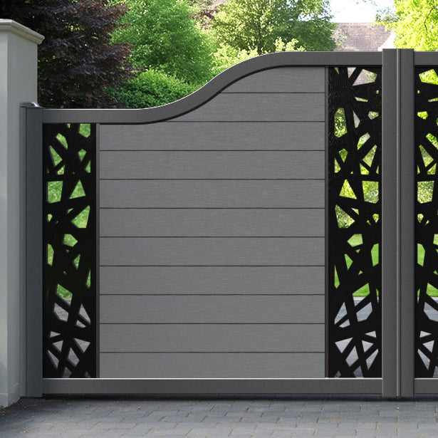 Fusion Prism Curved Top Driveway Gate - Mid Grey - Middle & End Screen