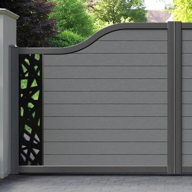 Fusion Prism Curved Top Driveway Gate - Mid Grey - End Screen