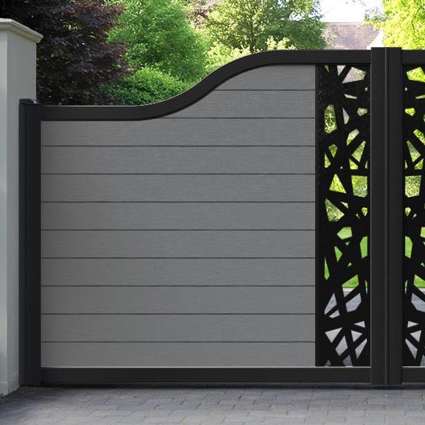 Fusion Prism Curved Top Driveway Gate - Mid Grey - Middle Screen