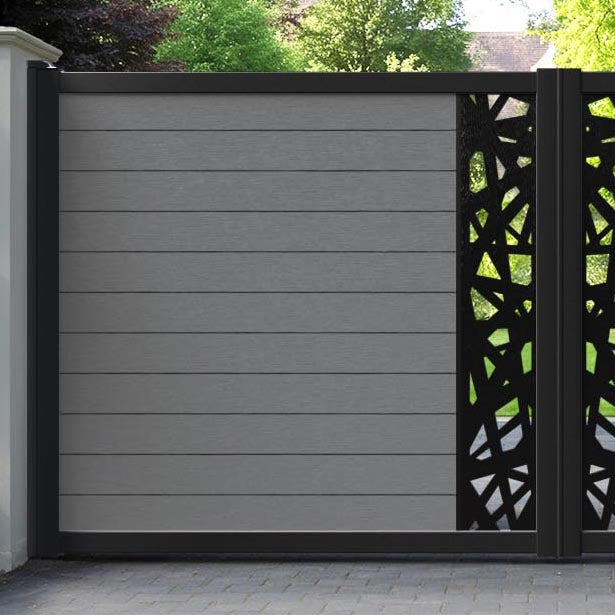 Fusion Prism Straight Top Driveway Gate - Mid Grey - Middle Screen