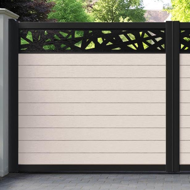 Fusion Prism Straight Top Driveway Gate - Mid Stone - Top Screen