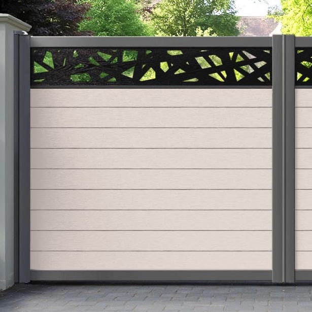 Fusion Prism Straight Top Driveway Gate - Mid Stone - Top Screen