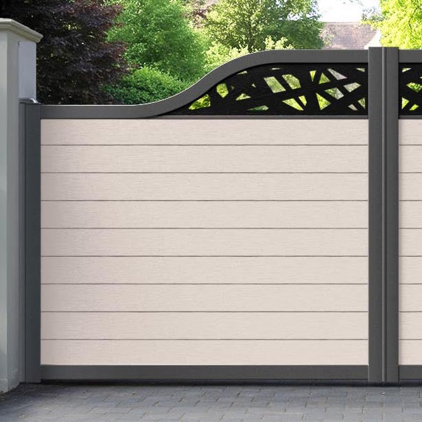 Fusion Prism Curved Top Driveway Gate - Mid Stone - Top Screen
