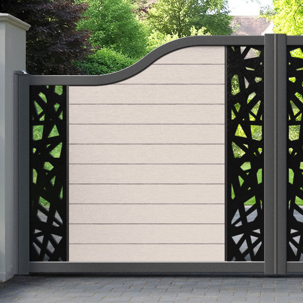Fusion Prism Curved Top Driveway Gate - Mid Stone - Middle & End Screen