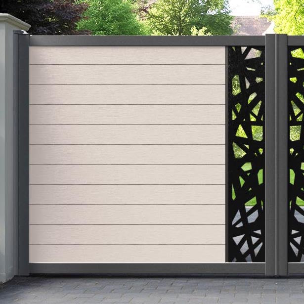 Fusion Prism Straight Top Driveway Gate - Mid Stone - Middle Screen