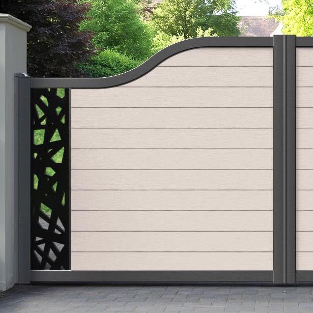 Fusion Prism Curved Top Driveway Gate - Mid Stone - End Screen