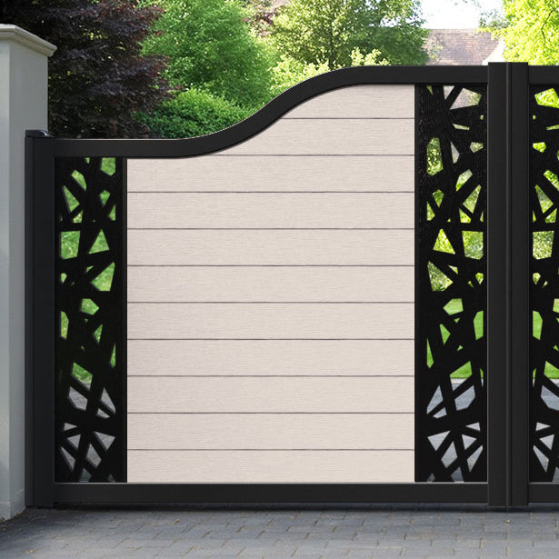 Fusion Prism Curved Top Driveway Gate - Mid Stone - Middle & End Screen