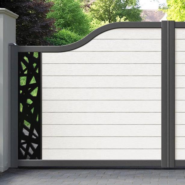 Fusion Prism Curved Top Driveway Gate - Light Stone - End Screen