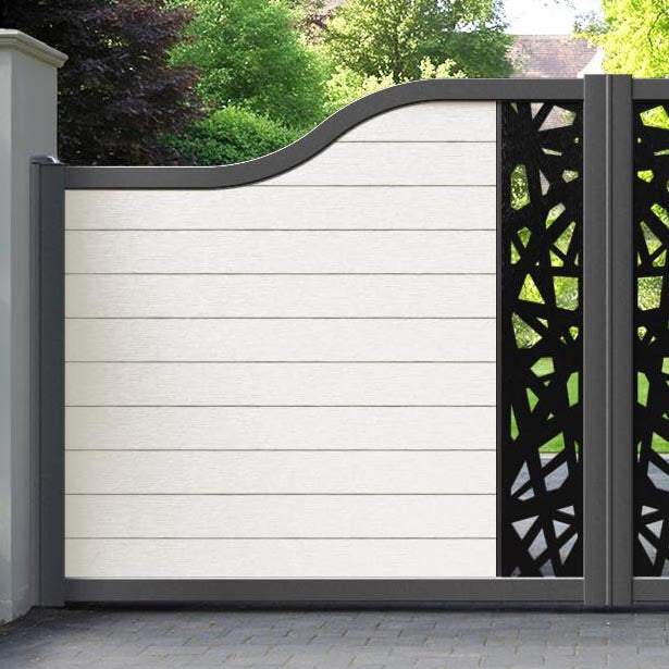 Fusion Prism Curved Top Driveway Gate - Light Stone - Middle Screen