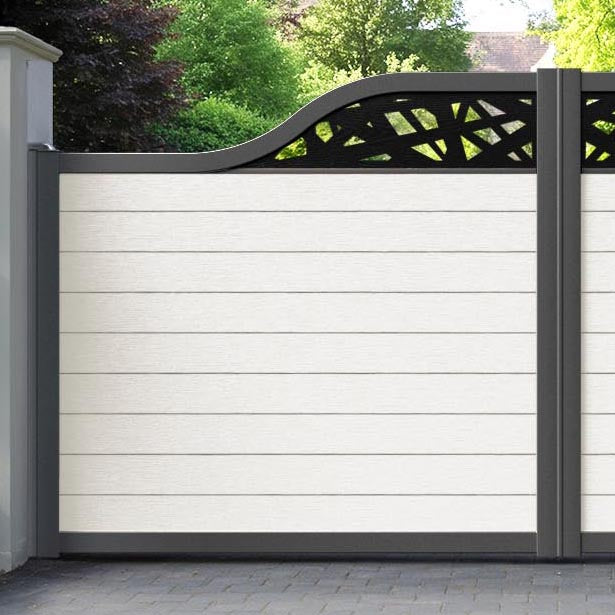 Fusion Prism Curved Top Driveway Gate - Light Stone - Top Screen