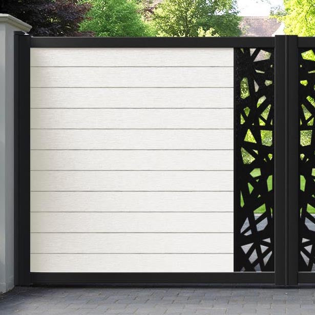 Fusion Prism Straight Top Driveway Gate - Light Stone - Middle Screen
