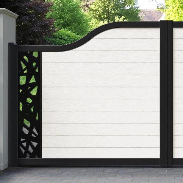 Fusion Prism Curved Top Driveway Gate - Light Stone - End Screen