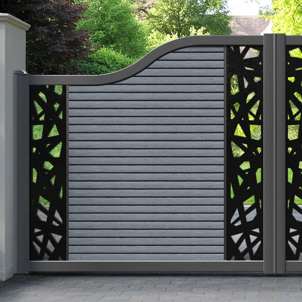 Hudson Prism Curved Top Driveway Gate - Anthracite - Middle & End Screen
