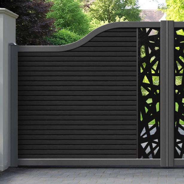 Hudson Prism Curved Top Driveway Gate - Black - Middle Screen