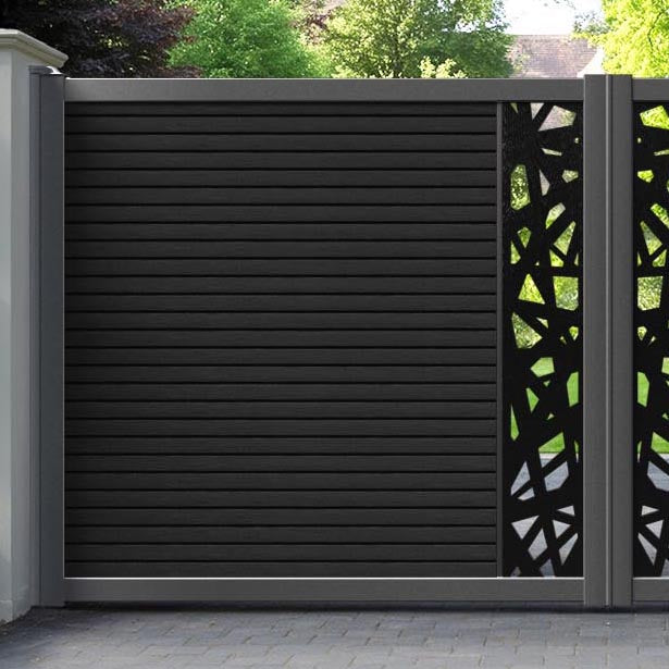Hudson Prism Straight Top Driveway Gate - Black - Middle Screen