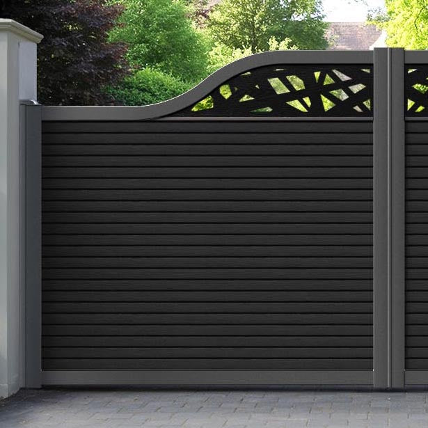 Hudson Prism Curved Top Driveway Gate - Black - Top Screen