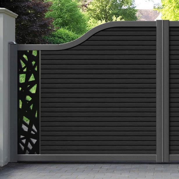 Hudson Prism Curved Top Driveway Gate - Black - End Screen