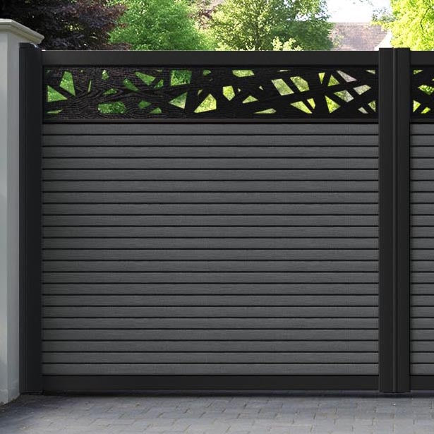 Hudson Prism Straight Top Driveway Gate - Dark Grey - Top Screen