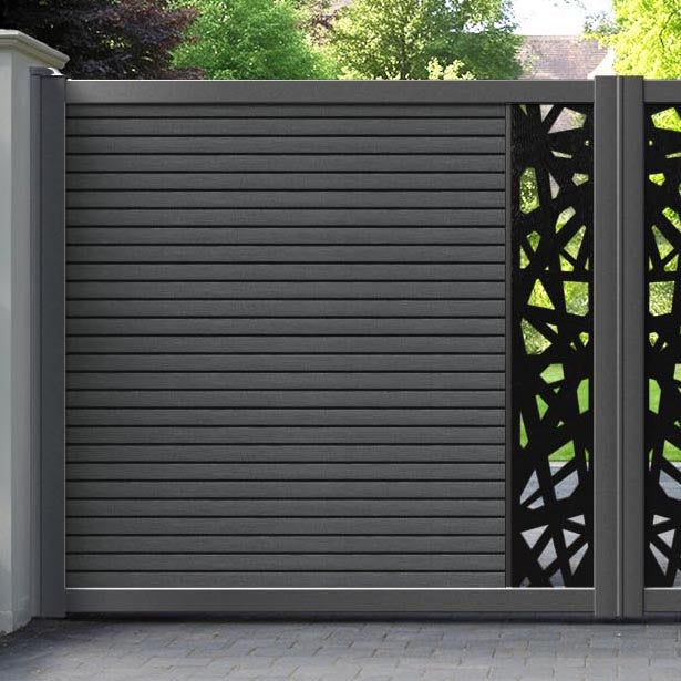 Hudson Prism Straight Top Driveway Gate - Dark Grey - Middle Screen