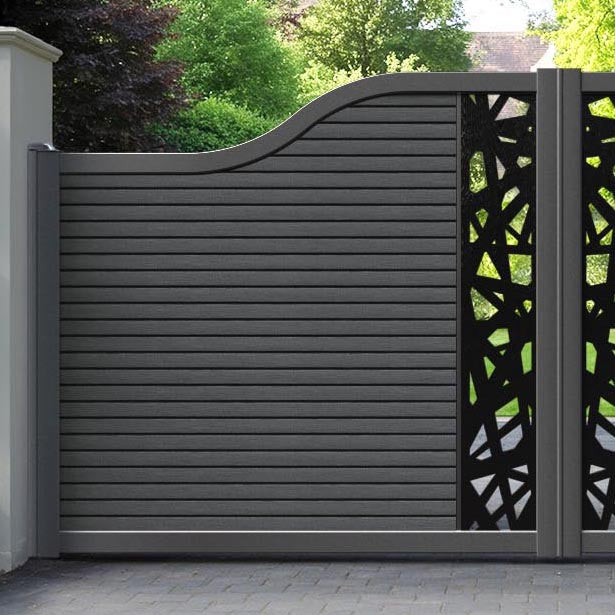 Hudson Prism Curved Top Driveway Gate - Dark Grey - Middle Screen