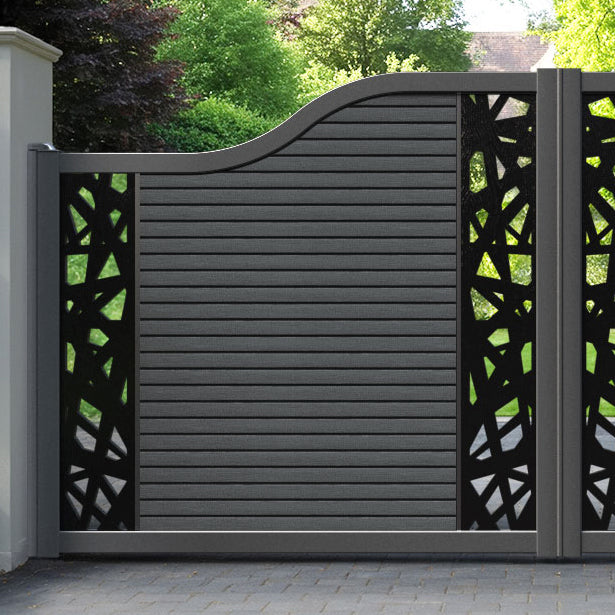 Hudson Prism Curved Top Driveway Gate - Dark Grey - Middle & End Screen