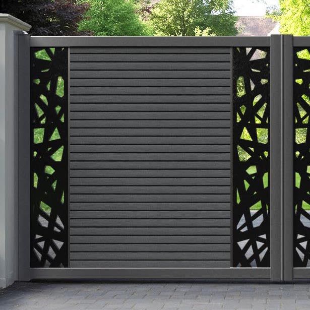 Hudson Prism Straight Top Driveway Gate - Dark Grey - Middle & End Screen
