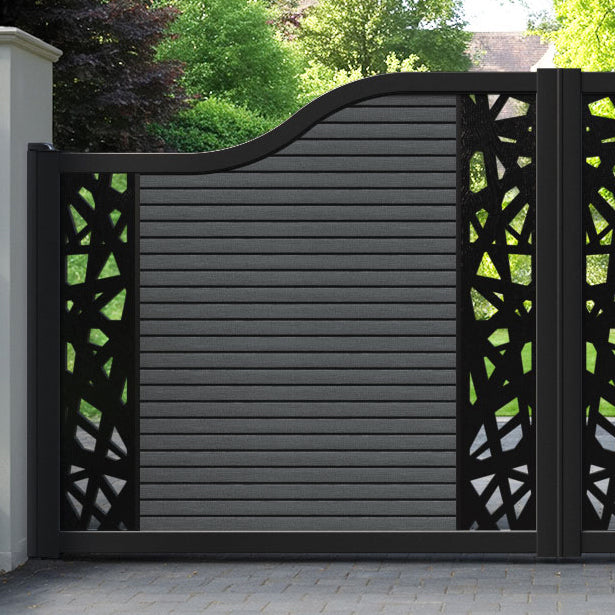 Hudson Prism Curved Top Driveway Gate - Dark Grey - Middle & End Screen
