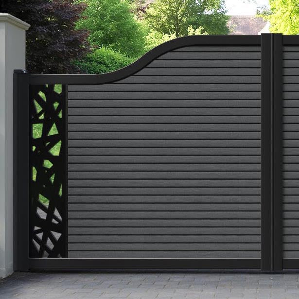 Hudson Prism Curved Top Driveway Gate - Dark Grey - End Screen