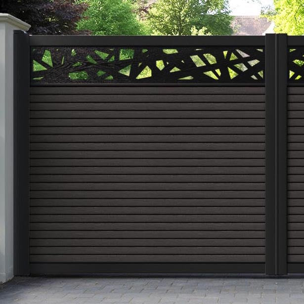 Hudson Prism Straight Top Driveway Gate - Dark Oak - Top Screen