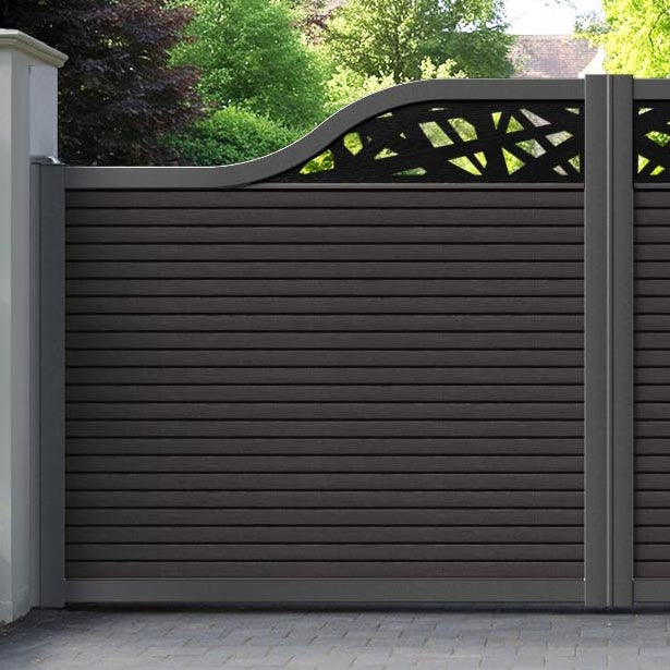 Hudson Prism Curved Top Driveway Gate - Dark Oak - Top Screen