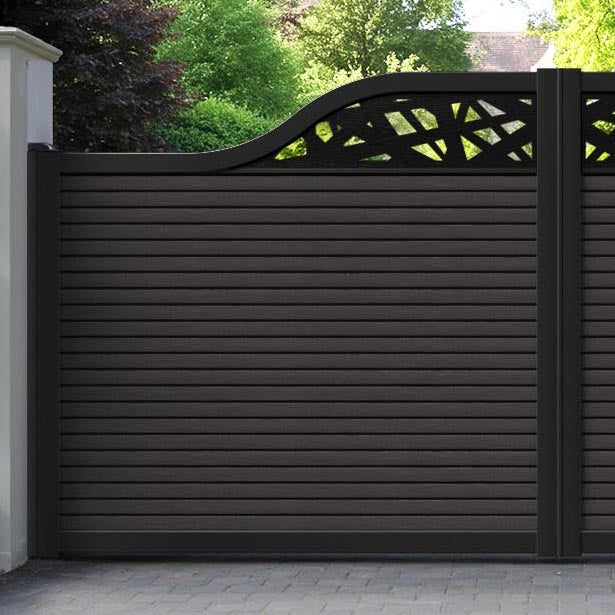Hudson Prism Curved Top Driveway Gate - Dark Oak - Top Screen