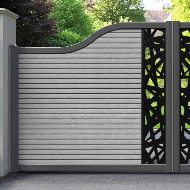 Hudson Prism Curved Top Driveway Gate - Light Grey - Middle Screen