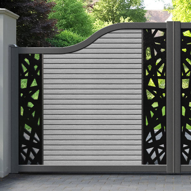 Hudson Prism Curved Top Driveway Gate - Light Grey - Middle & End Screen