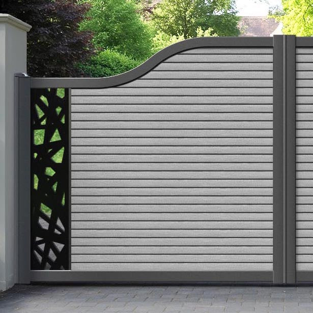 Hudson Prism Curved Top Driveway Gate - Light Grey - End Screen