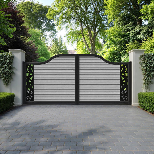 Hudson Prism Curved Top Driveway Gate - Light Grey - End Screen
