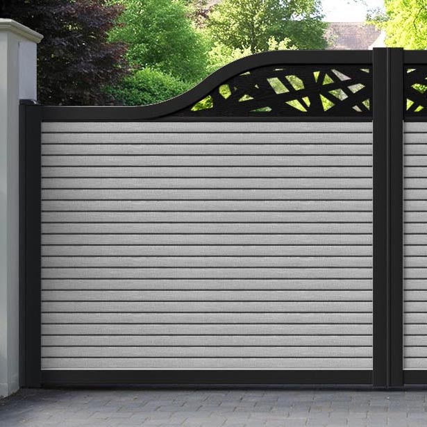 Hudson Prism Curved Top Driveway Gate - Light Grey - Top Screen