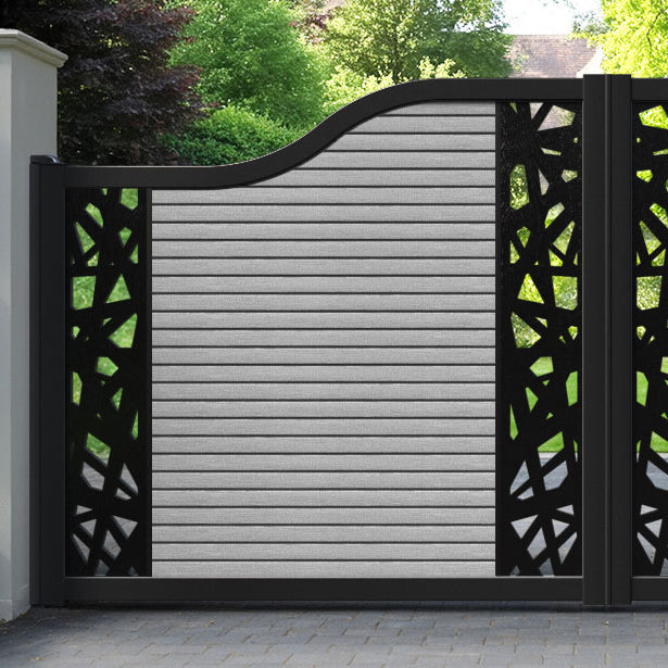 Hudson Prism Curved Top Driveway Gate - Light Grey - Middle & End Screen