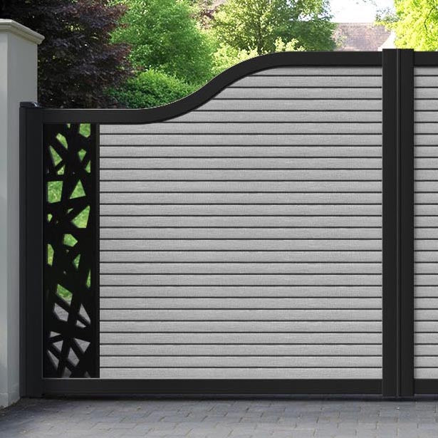 Hudson Prism Curved Top Driveway Gate - Light Grey - End Screen