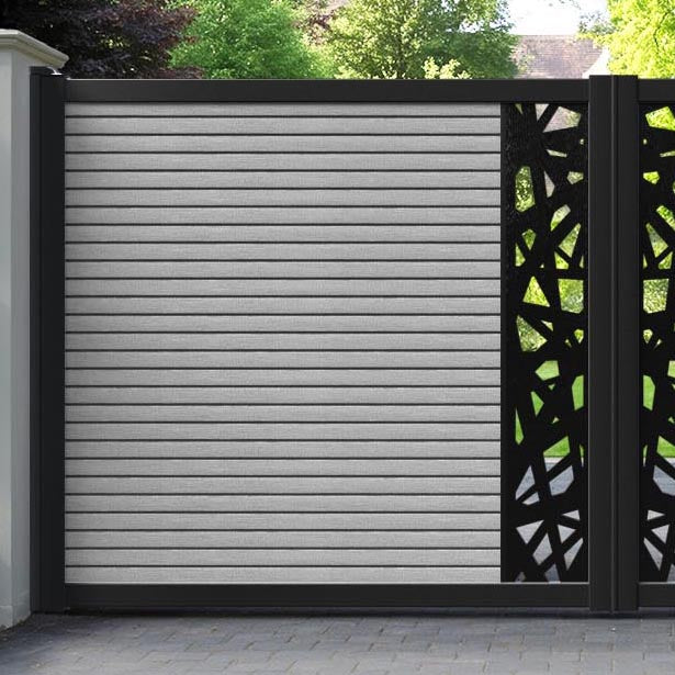 Hudson Prism Straight Top Driveway Gate - Light Grey - Middle Screen
